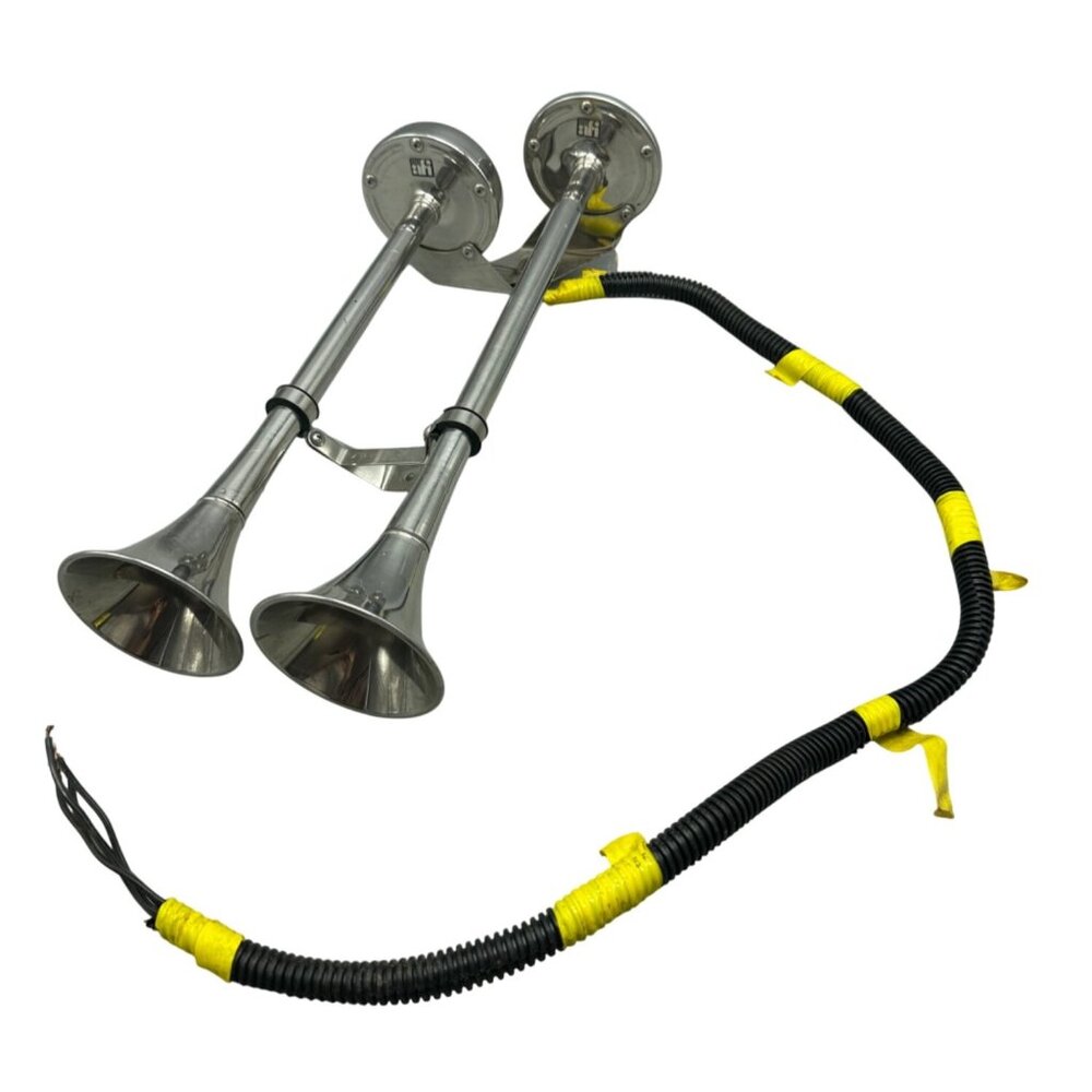 AFI Dual Trumpet Chrome Train air Horn With Wiring Kit 12V made in Japan